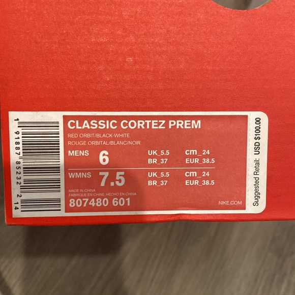 Classic Cortez Prem red orbit mens 6 women’s 7.5 - Picture 4 of 4